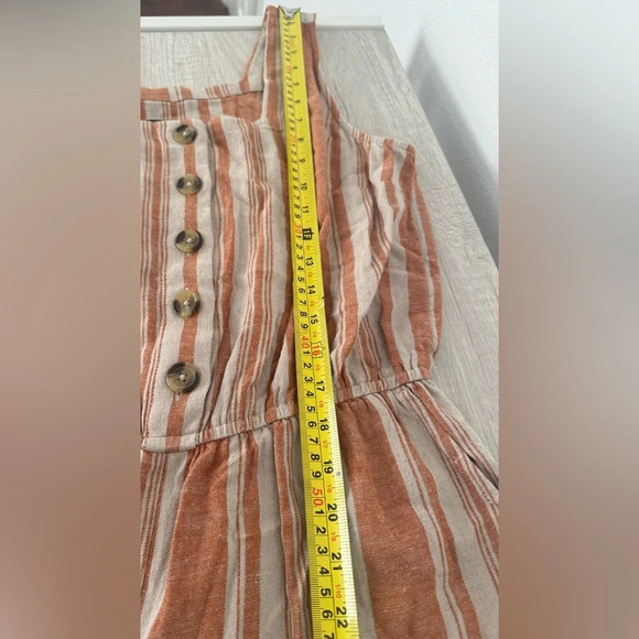 J Jason Wu Striped Linen Button Front Jumpsuit Terracotta Relaxed Comfy Small - Picture 5 of 13